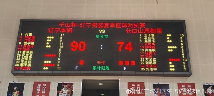 千山杯辽宁90-74胜吉林 吴昌泽18分全场最高