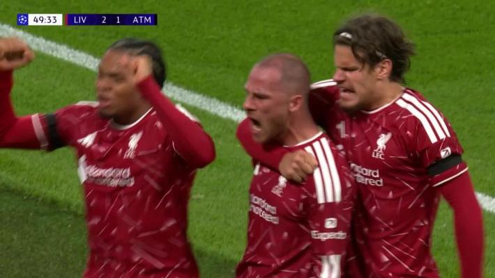 [进球视频] 惊雷一击！麦卡利斯特轰出惊天远射世界波，利物浦2-1反超马竞